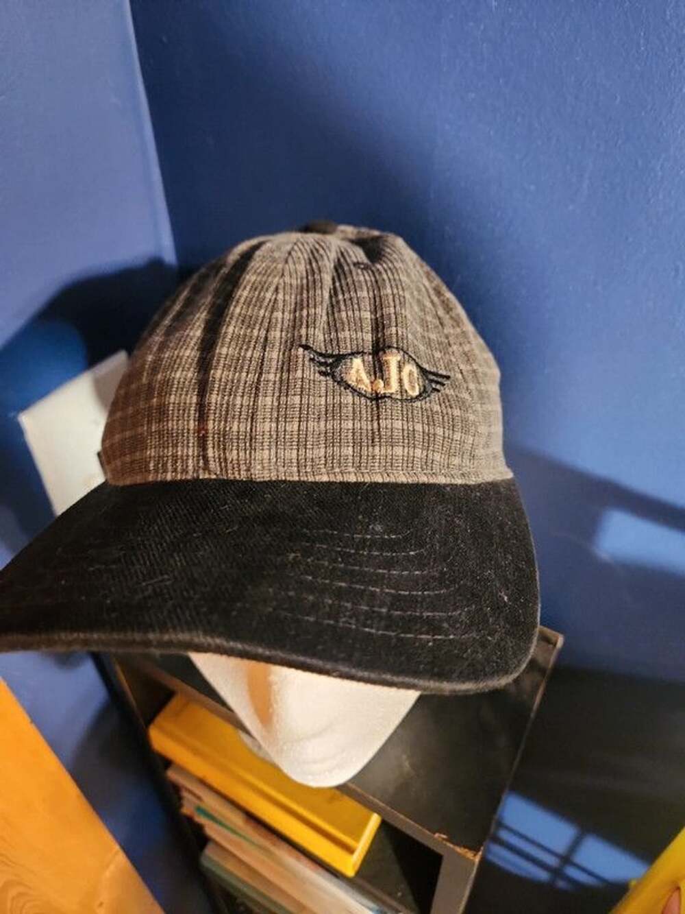 Vintage Y2K Plaid & Corduroy Two-Tone Baseball Cap – Retro "AJO"